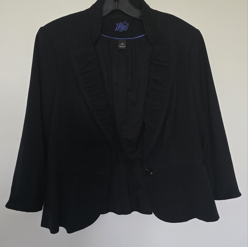White House Black Market Black Blazer Cropped 3/4 Sleeve